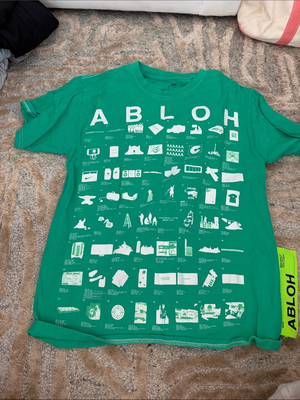 Off-White Virgil Abloh Green Graphic ABLOH Icon Tee
